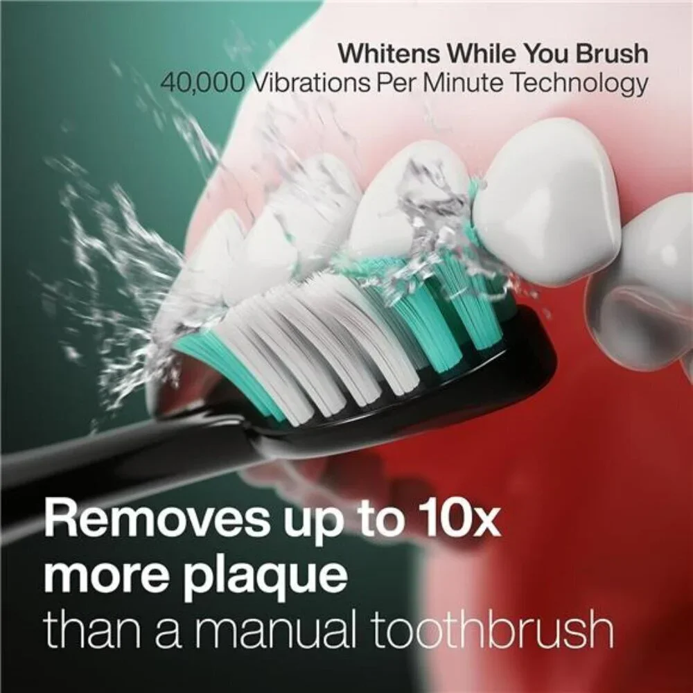 AquaSonic Black Series Electric Toothbrush 8 Heads Travel Case Whitening